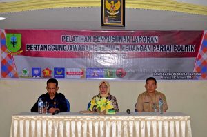 Read more about the article Pelatihan Penyusunan Laporan Pertanggungjawaban Bantuan Keuangan  Partai Kabupaten Natuna Tahun 2017