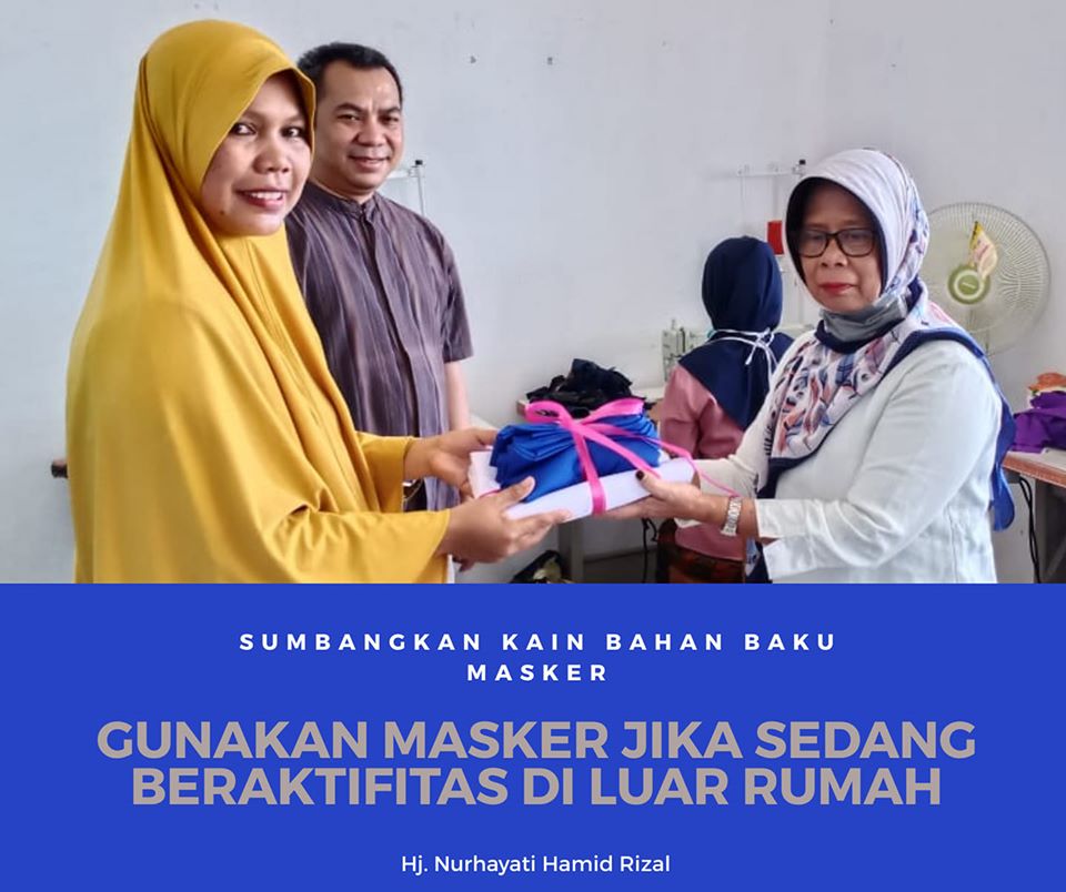 You are currently viewing Cegah Covid-19, Ketua TP PKK Natuna Sumbang Kain Bahan Baku Masker kepada SPNF SKB