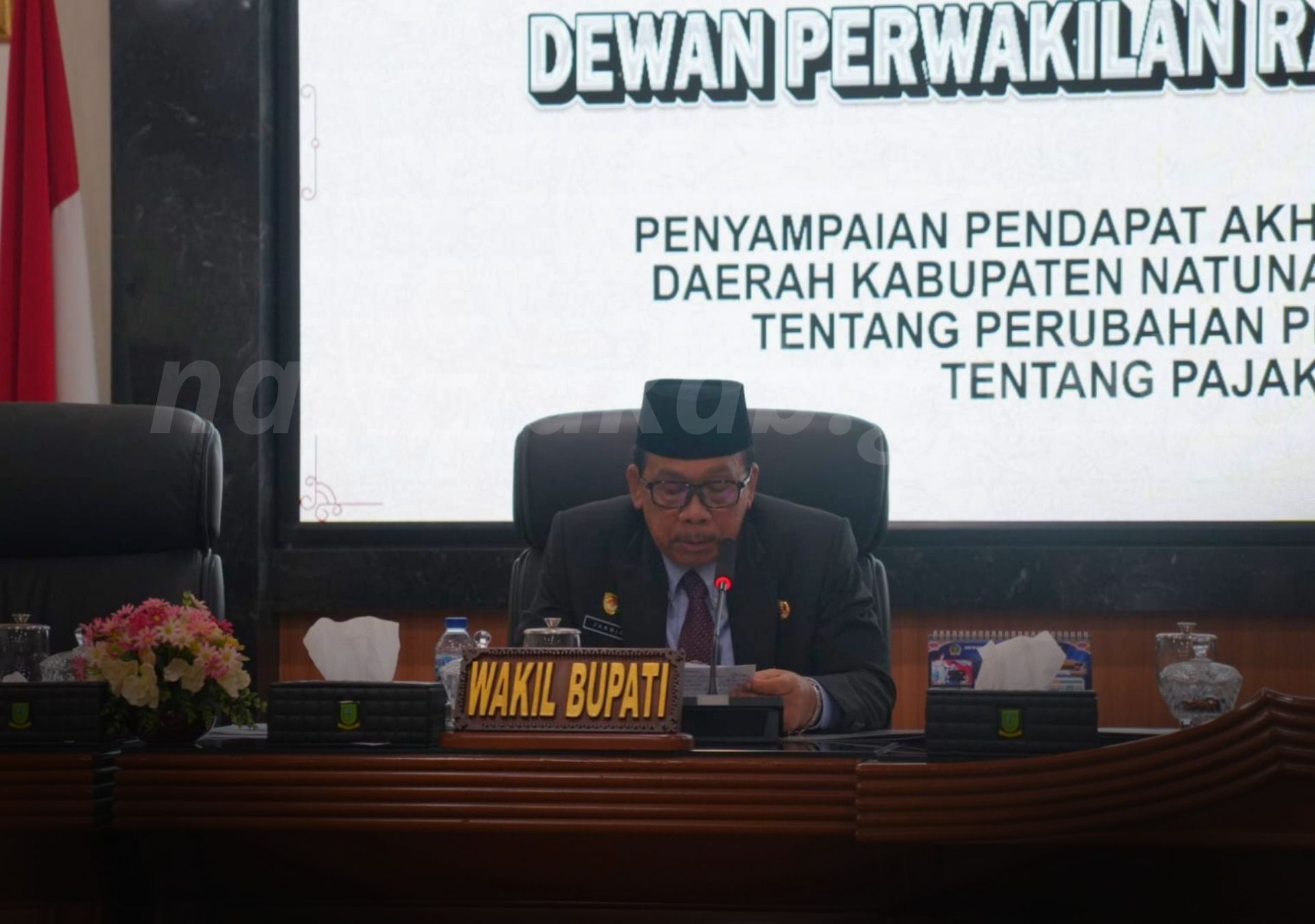 Wakil Bupati Natuna Hadiri Rapat Paripurna Penyampaian Pendapat Akhir Fraksi terhadap Ranperda Pajak dan Retribusi Daerah